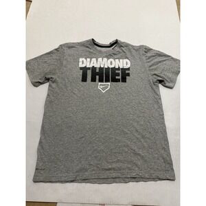 Nike DIAMOND THIEF Baseball Tee Gray T-Shirt Men's Large Short Sleeve Dri- Fit